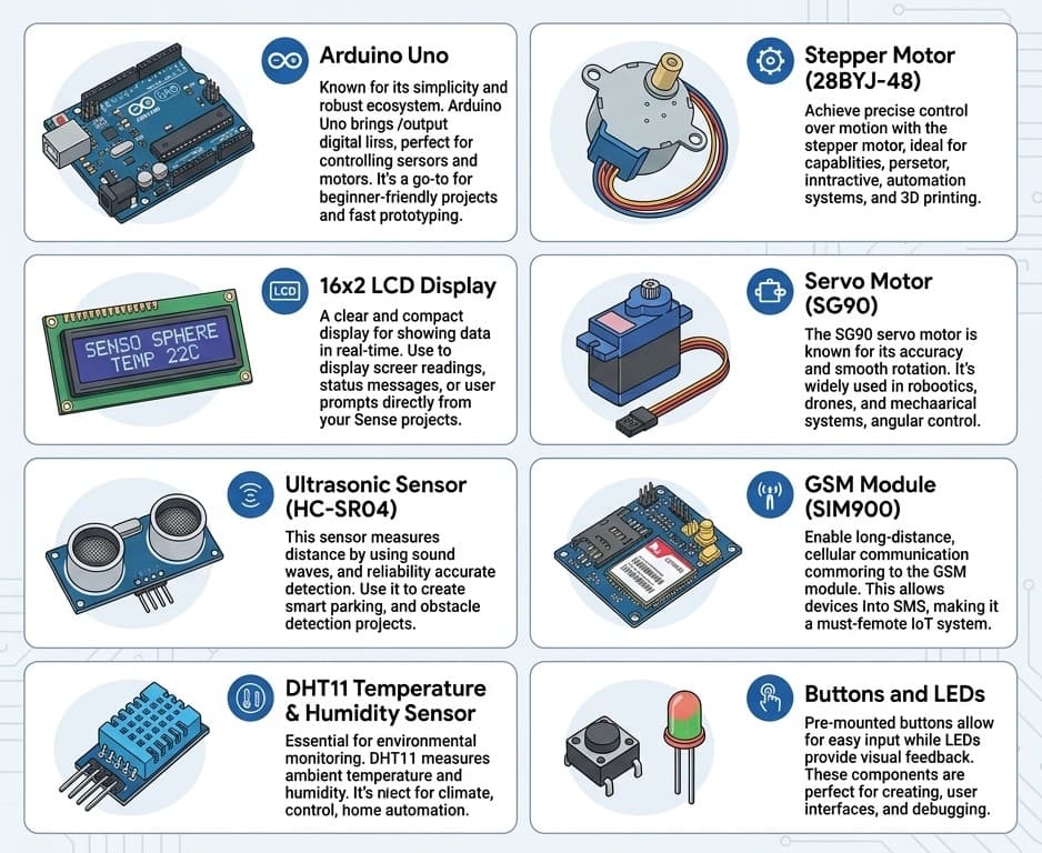 Senso Sphere IoT trainer kit with integrated PCB